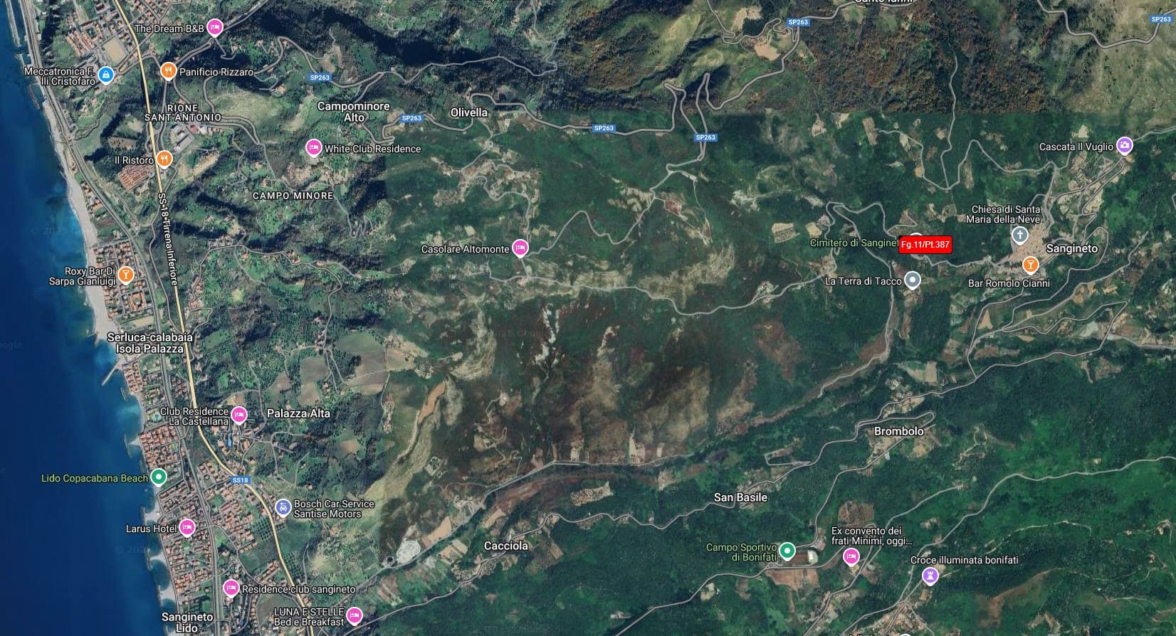 House to be renovated in Sangineto - plot of 18000m² with olive trees, B&B potential.