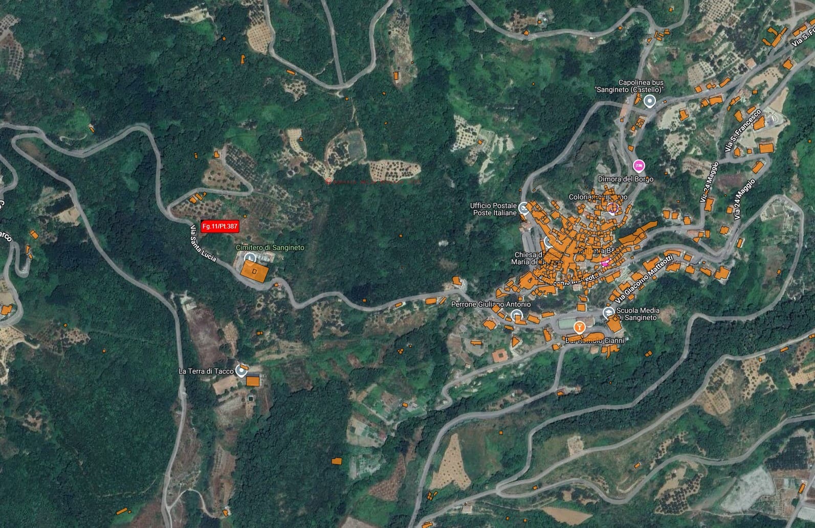 House to be renovated in Sangineto - plot of 18000m² with olive trees, B&B potential.