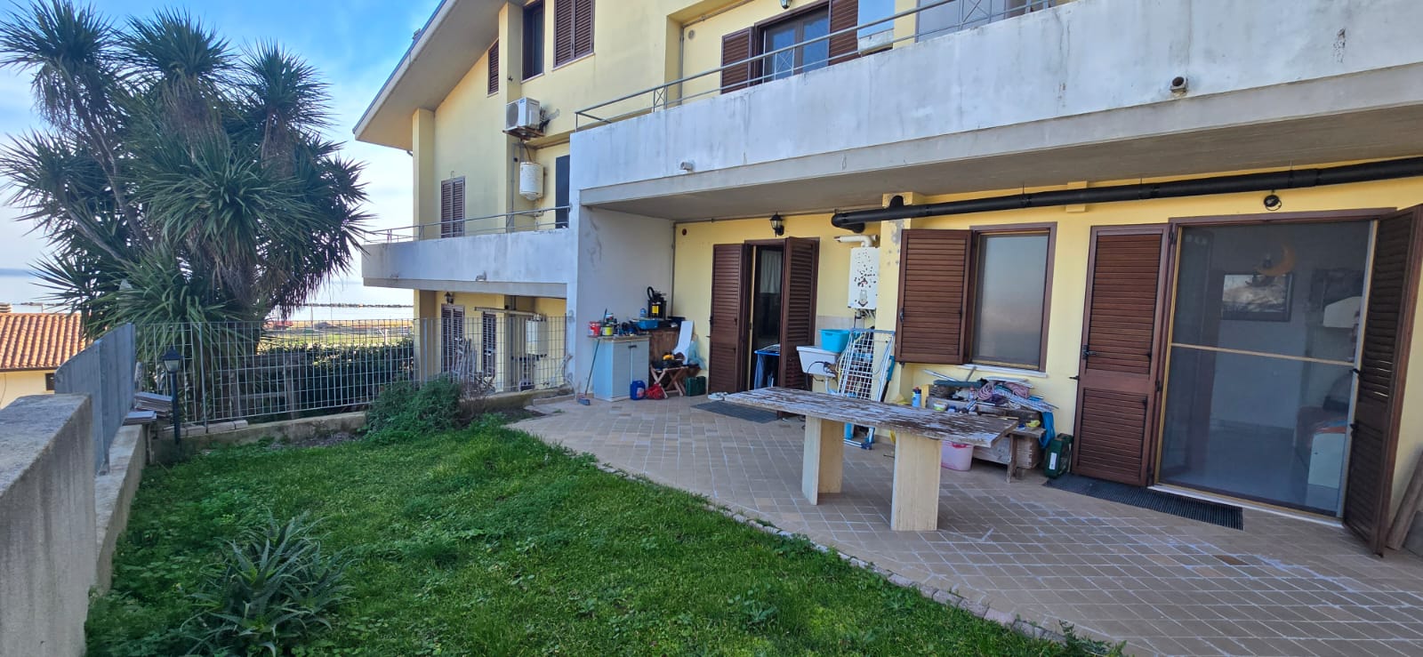 A terraced house just off the sea.
