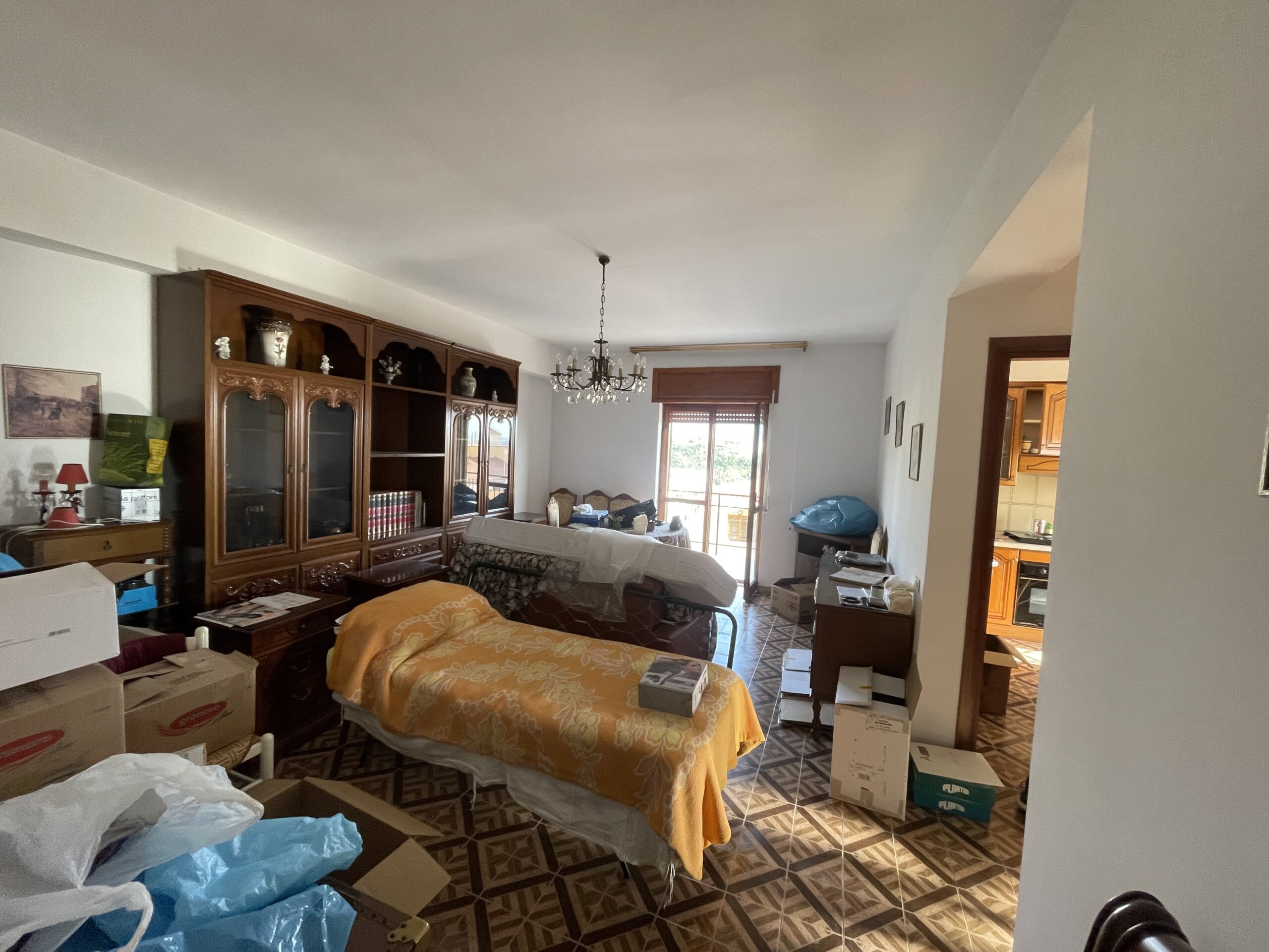 A flat with large panoramic balcony.