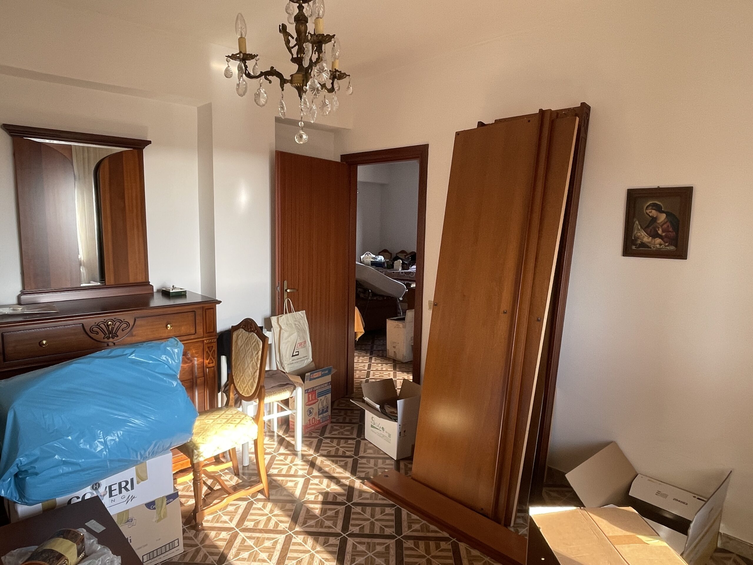 A flat with large panoramic balcony.