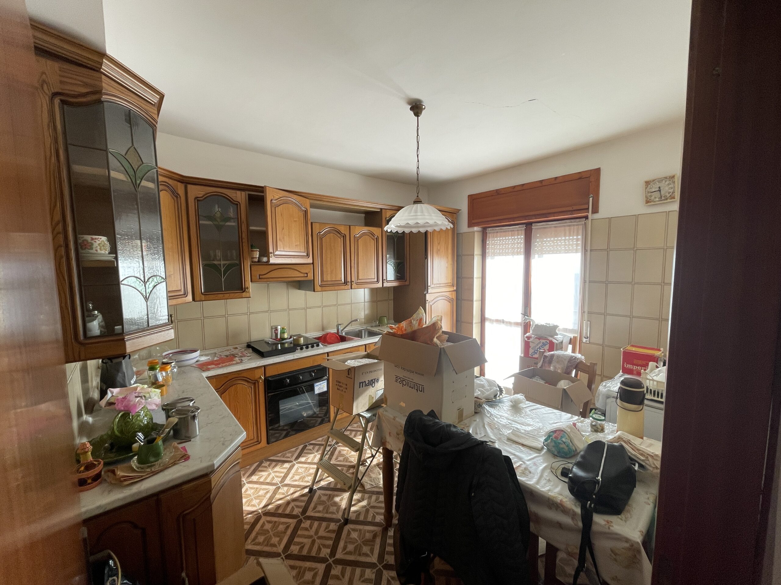 A flat with large panoramic balcony.