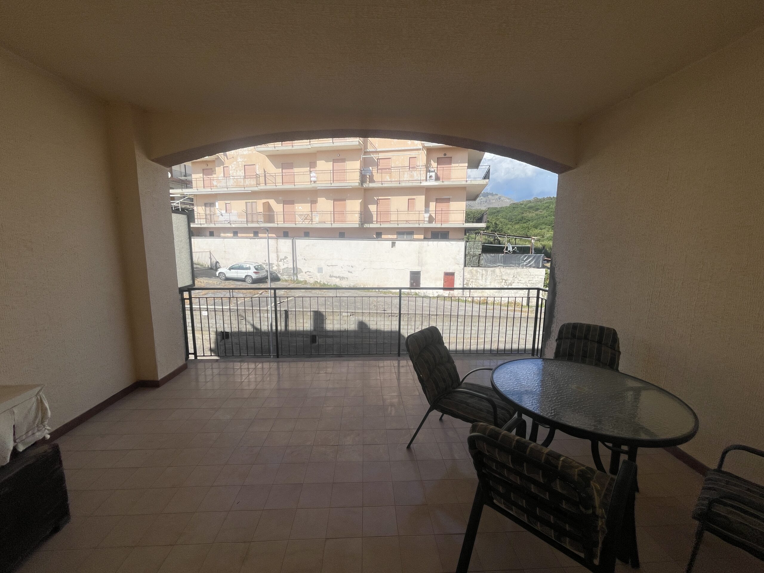 A spacious flat with a balcony overlooking the sea and a large terrace